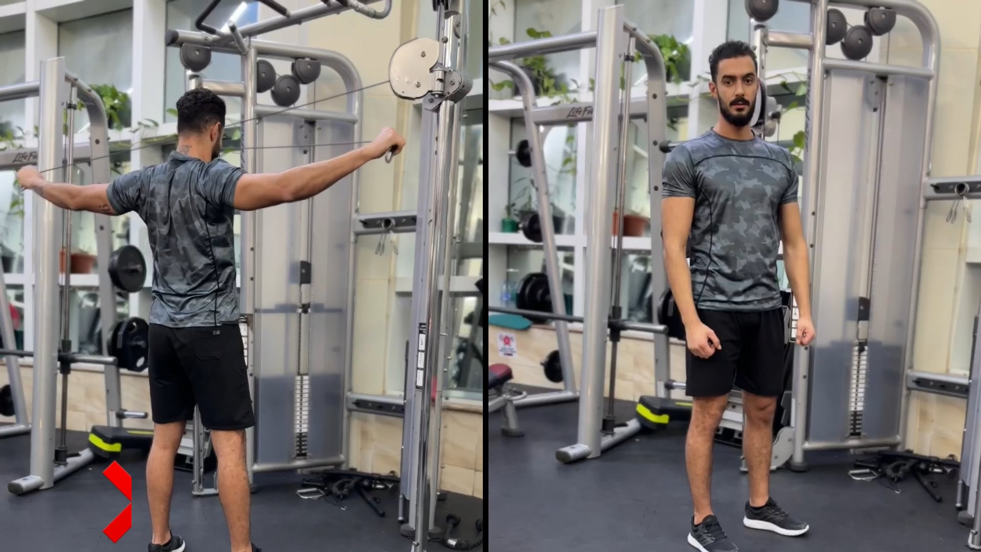 العضلة الخلفية - سحب كابل تقاطع للخلف
